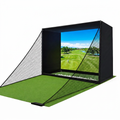 Golf Simulator Enclosure Net Built for Home Practice, 10x8ft HD Impact Screen, EPE Foam Frame, Side Safety