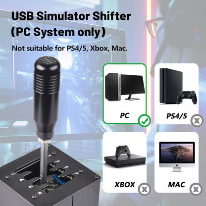 PC USB Simulator Shifter 7+R H Gear Shifter for LO GITECH G29/G27/G25/G920, T300RS/GT, Compatible with Gearshift PC Windows Steering Wheel for ATS ETS Dust WRC Sim Racing Game