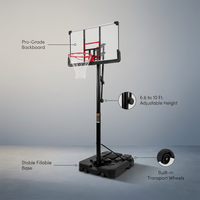 6.6 Ft. to 10 Ft. Adjustable Height Portable Basketball Hoop Goal Basketball System Basketball Equipment with Wheels — infographic