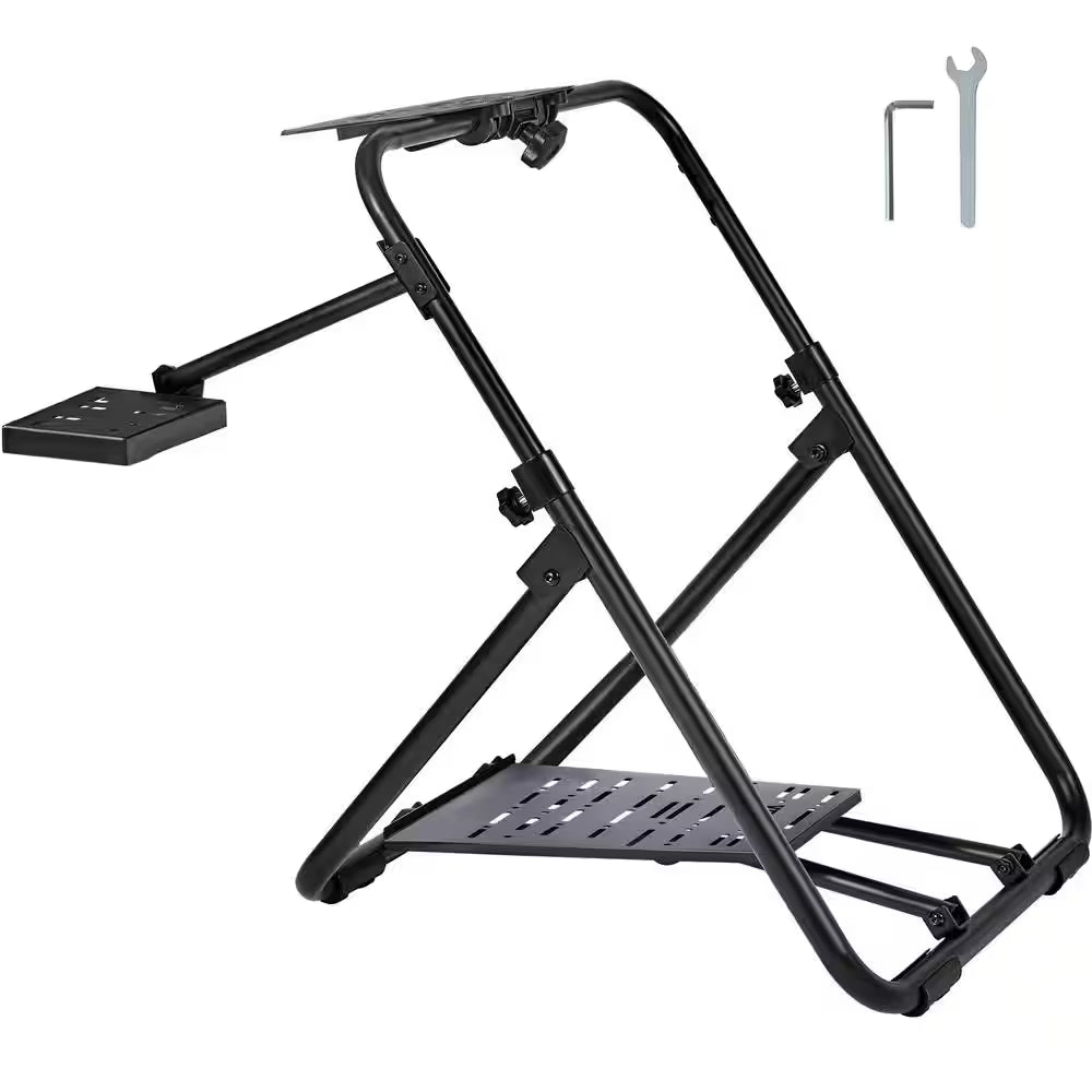 Foldable Racing Steering Wheel Stand, Height Adjustable Universal Base Heavy-Duty Formula Seating Portable