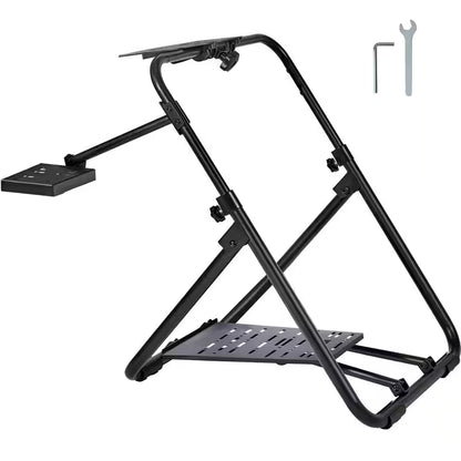 Foldable Racing Steering Wheel Stand, Height Adjustable Universal Base Heavy-Duty Formula Seating Portable