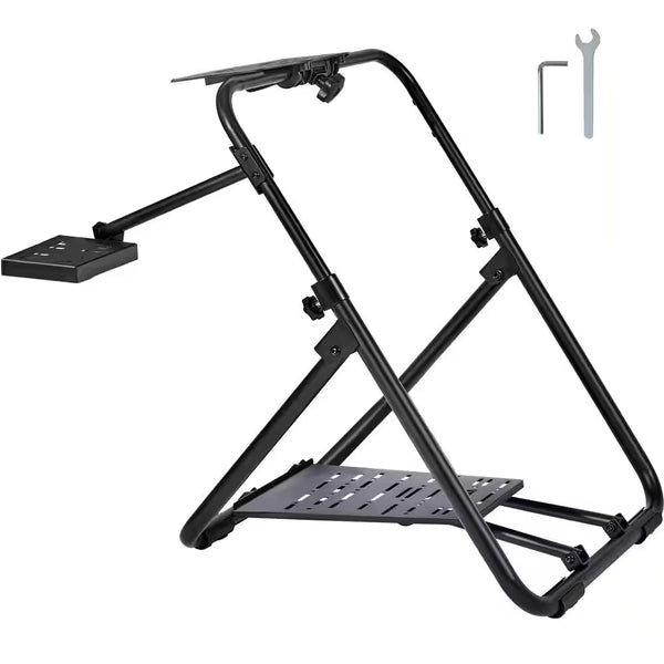 Foldable Racing Steering Wheel Stand, Height Adjustable Universal Base Heavy-Duty Formula Seating Portable
