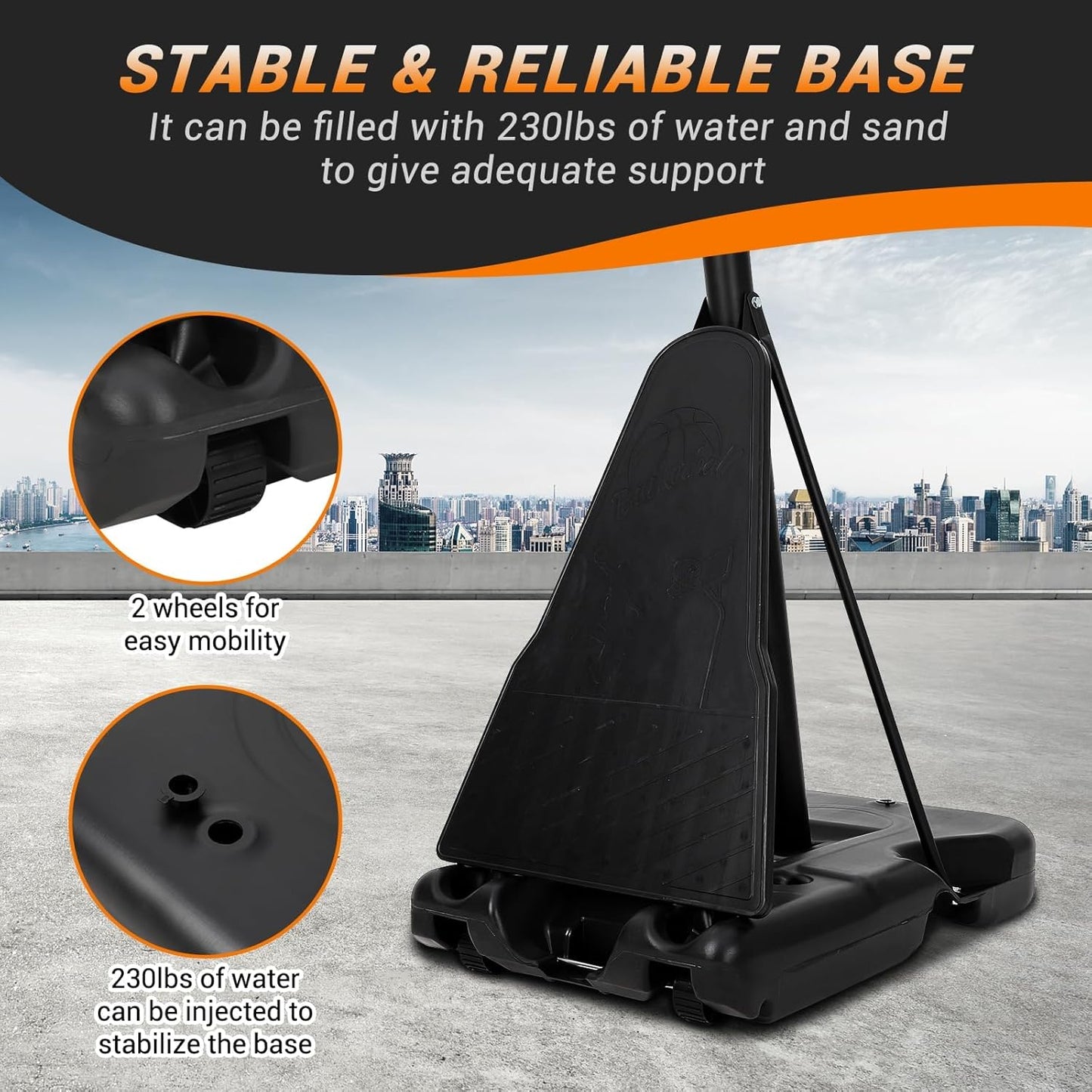 Basketball Hoop Outdoor 5.2-10Ft, Portable 47 Inch Shatterproof Backboard & Rebound Plate & Quick Adjustable Basketball Goal System