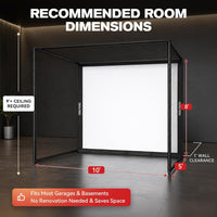 Golf Simulator Enclosure, 10X8Ft Golf Hitting Net Cage with HD Impact Screen & Foam Padding, Indoor Golf Practice Net for Home Garage