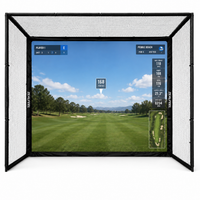 Golf Simulator Enclosure Built for Home Practice, 10x8ft Steel Frame, HD Impact Screen, Foam Padding