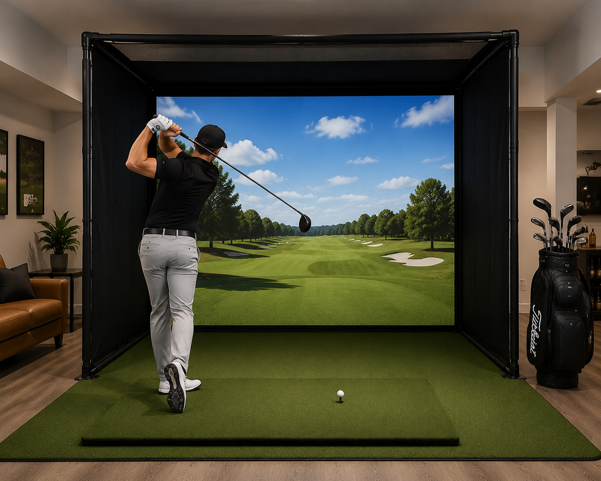 Golfer practicing full swing
