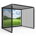 Golf Simulator Enclosure Built for Home Practice, 10x8ft Steel Frame, HD Impact Screen, Foam Padding