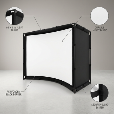 Golf Simulator Enclosure Kit Designed for Indoor Practice, 9.8x9.8x4.9 Frame, Durable Impact Screen, Velcro System