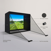 Golf Simulator Enclosure Net 10X8Ft Golf Practice Simulator with HD Impact Screen Kit & Sturdy EPE Foam-Filled Frame Golfs Cage Net with Safety Side Nets for Home Indoor Setup — infographic