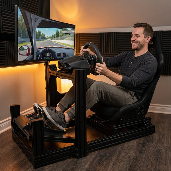 Racing Simulator Cockpit Built to Support VR Gaming, Aluminum Profile Frame, DIY Assembly Kit, Adjustable Setup