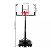 6.6 Ft. to 10 Ft. Adjustable Height Portable Basketball Hoop Goal Basketball System Basketball Equipment with Wheels
