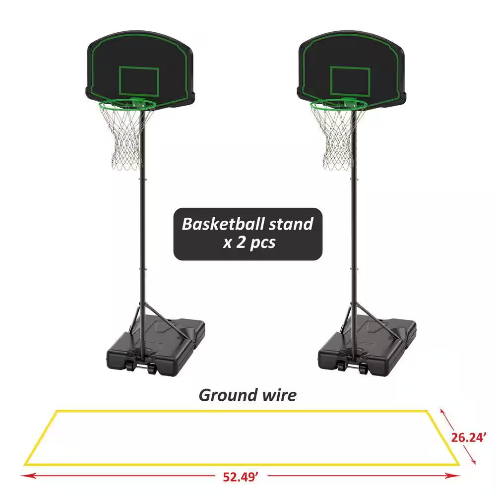 Portable Basketball Hoop Basketball Goal System 60 In. to 78 In. Height Adjustable, Fillable Base with Wheels (2-Pack)