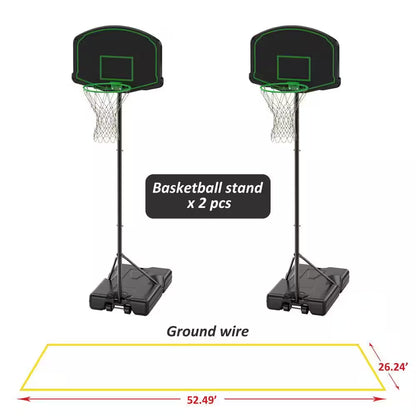 Portable Basketball Hoop Basketball Goal System 60 In. to 78 In. Height Adjustable, Fillable Base with Wheels (2-Pack)